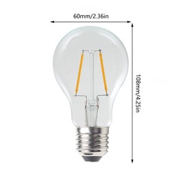 Lxcom Lighting A19 Edison Led Bulb,2W LED Filament Light Bulbs 20W Incandescent Equivalent Warm White 2700K, Non-Dimmable, Classic Clear Glass for Home Wall Sconce Chandelier, 8 Pack