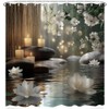 EUBTPA Lotus Zen Bamboo Shower Curtain Stone Spa Floral Flowers