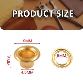 Litoexpe 4.5MM Grommets Eyelets 200 Pcs, Self Backing Eyelets for Bead Cores, Clothes, Leather, Canvas (Gold)