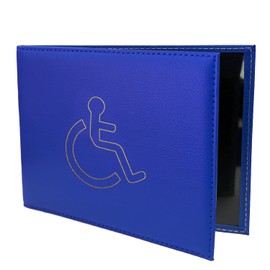 Disabled Badge Timer Parking Permit Cover, Disabled Badge Holder Wallet Protector, Soft PU Leather Disability Cover - Navy Blue