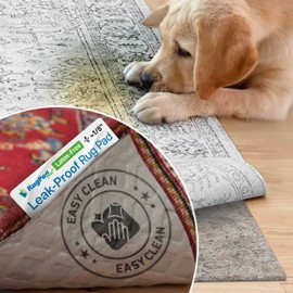 RugPadPets Waterproof Rug Pad & Non-Slip Rug Pad - Cushioned Rug Pad for Area Rug for Floors - Washable Petproof Rugs, Eco-Friendly, Anti-Slip Pads, Pet-Friendly Scratch Proof - 1/8" Thin - 2'6''x10'