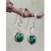 Sterling Silver Malachite Natural Gemstone Dangle Drop Earrings