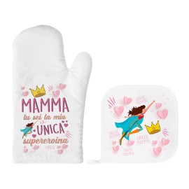 Original Mother's Day Gift Idea - Oven Glove and Resin for the Best Mother in the World - Funny Gift Ideas Mother Daughter Son - Original Jokes for Moms