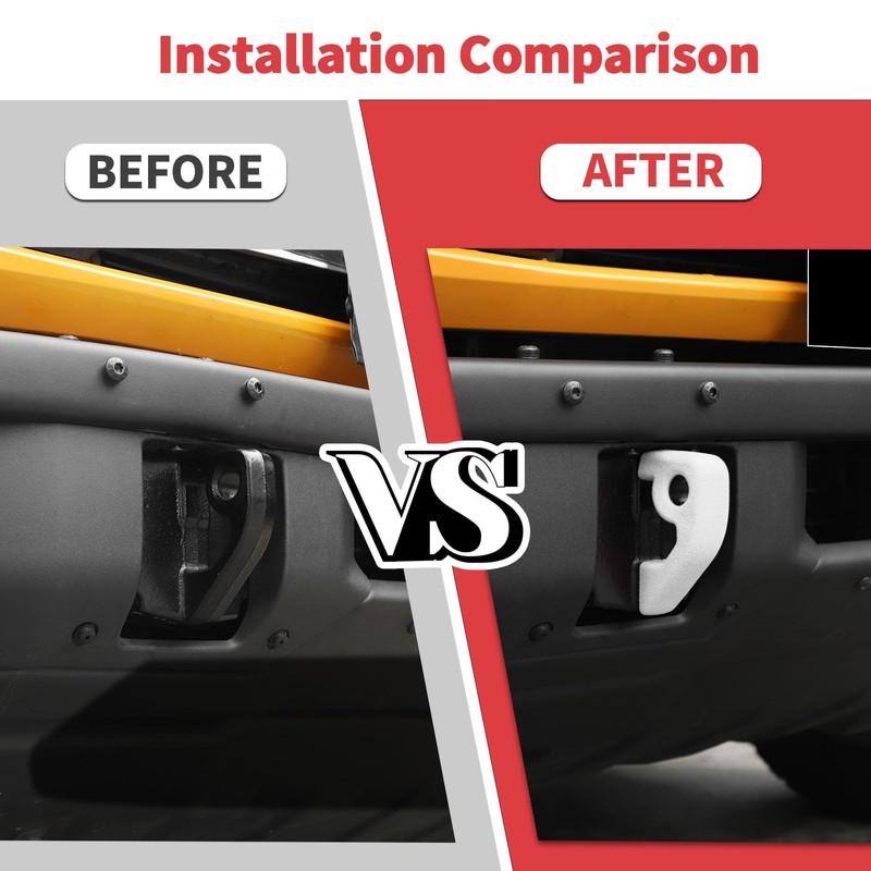 Jimen Fit for Ford Bronco 2021-2024, 2PCS Front Bumper Tow