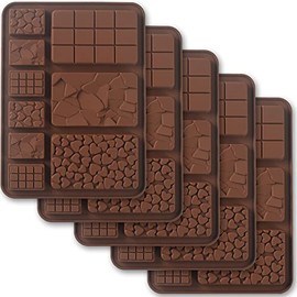 Cozihom Break Apart Silicone Chocolate Molds, Chocolate Bar Molds, Homemade Protein and Energy Bar Molds, 5 Packs