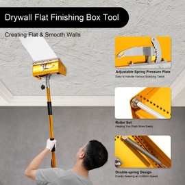 Drywall Tools, 9.8" Drywall Flat Finishing Box Tool with 35.4-59 Inch Adjustable Handle, Drywall Knife Mud Compound Putty Drywall Finishing Tool