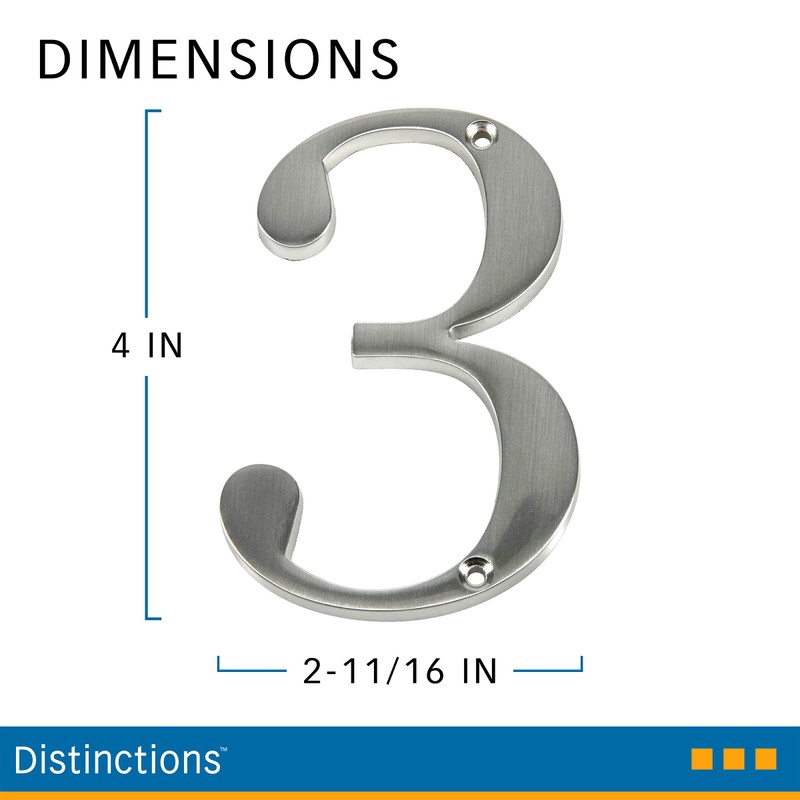 Distinctions by Hillman 843323 4-Inch Brushed Nickel Flush-Mount House Number