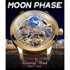 FORSINING Men's Skeleton Moon Phase Watch Mechanical Self-Wind Tourbillon Dual