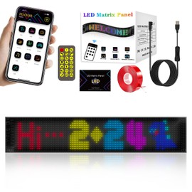 LED Devil Eyes Light for Cars, Large Programmable Flex LED Display Car, USB Bluetooth App/Remote Control, IP65 Waterproof, DIY Car Dynamic LED Smart Colourful Lamp Soft Screen (120 x 595 mm)