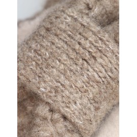 Zwillingsherz Headband with Bow – High-Quality Knitted Headband for Ladies Women Girls – With Fleece – Wool – Ear Protection – Hairband – Warm and Soft for Winter and Spring. - dark beige