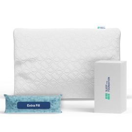 Shredded Memory Foam Pillow for Sleeping - Adjustable & Cooling Pillow For Side Sleepers and All Sleeping Positions - Queen Size Pillow by Sleep Is The Foundation