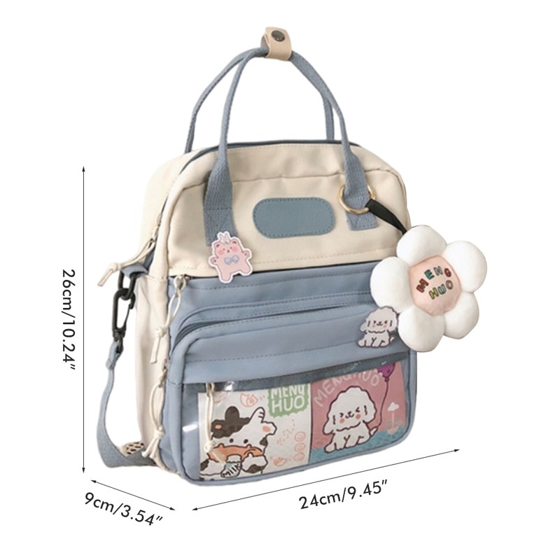 Cute Backpack with Accessories Dual Purpose Backpack Shoulder Bag Large