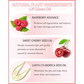 Glow Reviver Lip Oil Moisturizing Lip Gloss for Dry Lips, Clear Lip Oil with Plumping, Hydrating Effects, Women's Makeup Gift (#006 Berry)