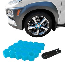 QZTYTY 20PCS Wheel Lug Nut Covers Bolt Caps, Wheel Lug Covers, 19mm Hexagonal Nut Covers with Removal Tool, Vehicle Accessories Car Tire Nut Caps Bolt Cover for Cars (Blue, 19mm)