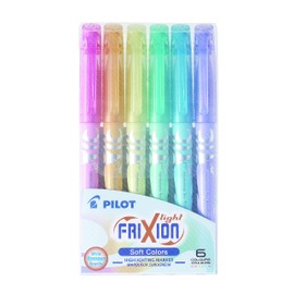 Pilot FriXion Light, Marcatextos borrables, estuche de 6 piezas colores pastel, 19142
