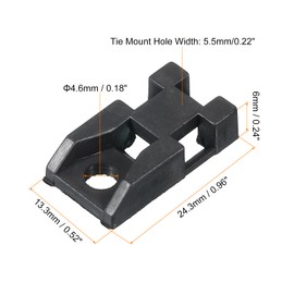 MECCANIXITY 250pcs Cable Tie Base Saddle Type Mount Wire Holder, 0.96"x0.52"x0.24" Wire Clips Organizer Holders Clamps for Electronic Wires, Black 0.18" Dia
