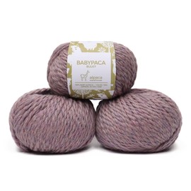 100% Baby Alpaca Yarn Wool Set of 3 Skeins Bulky Weight - Made in Peru - Heavenly Soft and Perfect for Knitting and Crocheting (Heather Lilac, Bulky)