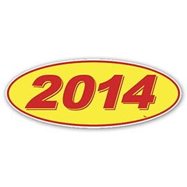 CADS Oval Model Year Window Stickers (Red Numbers on Yellow) (12 Per Pack) (2014)