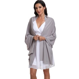 olyrjie Chiffon Shawl Womens Wrap for Evening Dress Wedding Scarf Fashion Pashmina Gray