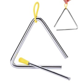 BOBOZHONG 5 Inch Triangle Percussion Instrument with Beater –Musical Triangle for Kids & Adults, School Percussion, Rhythm Training – Durable Iron Design, Rubber Handle & Protective Hook (1 Pack)