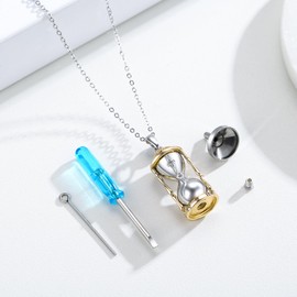 XIXLES Hourglass Cremation Necklace For Ashes 925 Sterling Silver Gold Plated Hourglass Memorial Urn Necklaces,Unique Human Pet Keepsake Pendants Hourglass Jewelry Sympathy Bereavement for Women