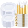 COLOSUS 350pcs White Plastic Plates Disposable Gold Cutlery Dinnerware set