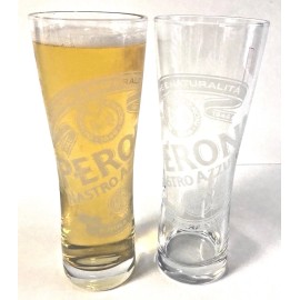 Peroni Birra Italia .4 l Glass Superior Beer - Set of Two (2) Glasses - New F/S