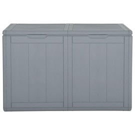 vidaXL Patio Storage Box- 47.6-Gallon Capacity- Gray PP Rattan- UV Weather Resistant- Lightweight- Easily Assembled- Modern Design