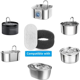 16Pcs Cat Water Fountain Filter, Pet Filters Replacement for 108Oz/3.2L&67Oz/2L&135Oz/4L Stainless Steel Pet Water Drinking Fountain, Replacement Filters for Pet Drinking (8 Filters & 8 Sponges)