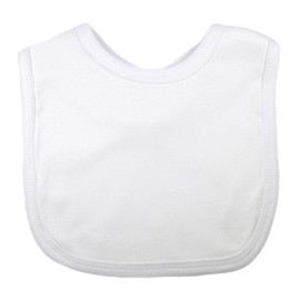 Baby Boys Girls 100% Cotton Plain Stick on Fastening Bibs White Single Bib