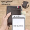 VANNANBA Mens Genuine Leather Zipper Wallet RFID Blocking Bifold Zip