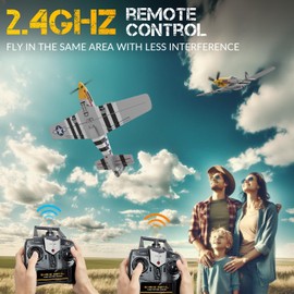 rcxsuv P51 Mustang RC Plane Brushless 4 Channel - VOLANTEXR 500mm RC Planes with XPilot Stabilizer & 3D Aerobatic, RC Airplanes for Adults ​2 Batteries