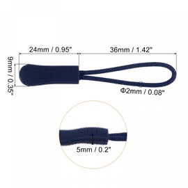 sourcing map Zipper Pulls Pull Head Handle Replacement Tab Tags Cord Extension for Backpacks Bags Handbags, Navy Blue Pack of 20