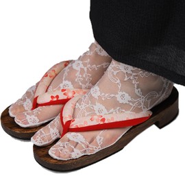 TOuWA Lace Tabi Socks, Lace, Floral Pattern, Non-Slip, Yukata, Furisode, Coming-of-Age Ceremonies, Graduation Ceremonies, Hakama, Women’s (Pack of 2), white, Free size