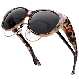 URUMQI Polarized Sunglasses Fit Over Glasses for Women Round Cat Eye Sun Shades TAC Lens