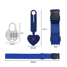 Tycoonest 4 Pack Heavy Duty Luggage Straps Set with Luggage Tags and Locks, Adjustable Long Packing Belts for Suitcase, Family Travel Baggage Accessories with Buckle Closure