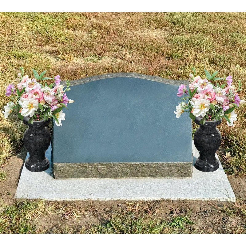 Cemetery Vase, Granite Grave Vase Polished, Black Memorial Stone Vases