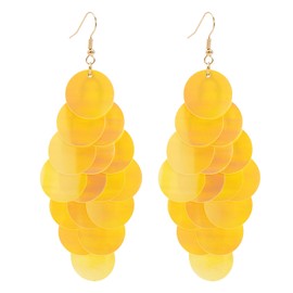 Firstmeet Layered Plastic Colored Round Beads Earring Exquisite Mermaid Cluster Dangle Earrings for Women(FE-5006-Yellow-M)