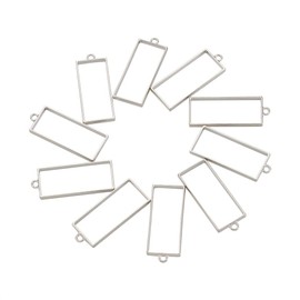 Assorted Style Open Back Bezel Charms Metal Hollow Frame Pendants Pressed Flower Charms for DIY UV Resin Jewelry Making, Metal Silver