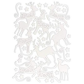 Ideen mit Herz 3-D Sticker Deluxe Winter & Christmas Raised Stickers Ideal for Christmas Decoration & Christmas Card Making Sheet Size: 21 x 30 cm (Deer | White)