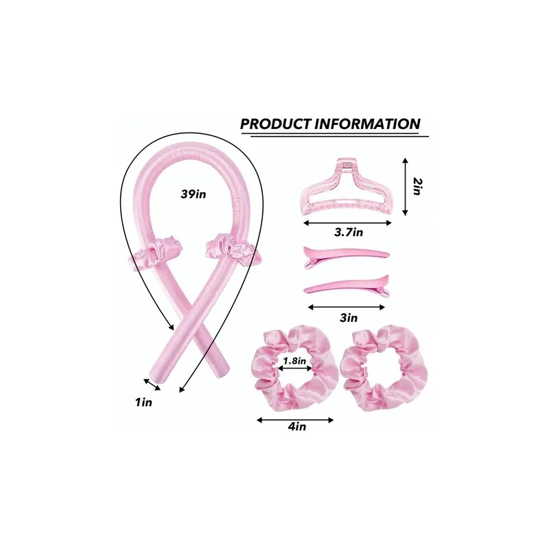 Curly Ondas En Cabello Rizos Seda Sin Calor Tubo2 Scrunchie