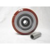 5"x2" Swivel Caster with Brake Burgundy Polyurethane Wheel, 600 lbs