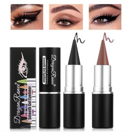 Sitovely 2 Colours Black Coffee Gel Eyeliner Pen, Natural Black Eye Liner Cream Waterproof Eyeshadow, Smokey Eyeshadow Pen and Makeup Pen