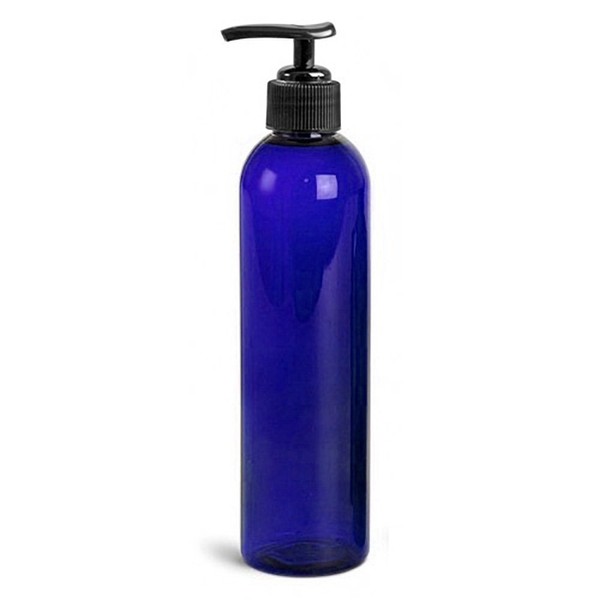 Royal Massage 8oz Bullet Round Massage Oil/Lotion/Liquid Bottle with Saddle Pump (Blue, 1)