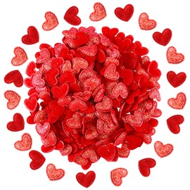 Tatuo 300 Pcs Valentine's Day Felt Hearts Glitter Confetti Decoration 1 Inch Felt Foam Heart Balls Romantic Mini Heart for DIY Crafts Mother's Day Christmas Party Decor(Red)