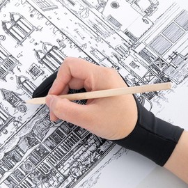 RASTKY Premium Black Tablet Drawing Handschuh Künstler - Anti -Fleck, Atmungsaktives 3 Schicht Design mit 2 Fingerstütze Skizzieren und Malerei auf Bildschirmen Ideale Digitale Kreative (M)