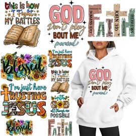 10 Sheets Jesus Iron On Decal Heat Transfers Patches for Clothing T-Shrits Jackets Faith Iron On Transfer Vinyl Sticker Design Washable Decoration Applique DIY Crafts