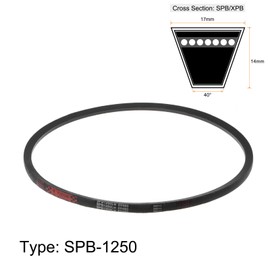 sourcing map SPB-1250 V-Belts Drive Belt 1250mm Pitch Girth 17mm Width 14mm Height Rubber for Power Transmission
