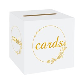 Laroder 1 Pack White Card Box Wedding Card Box Cardboard Card Box for Party Bridal Baby Shower Birthday Retirement Grad Card Box Gold Card Box Graduation Card Box Holder Money Box