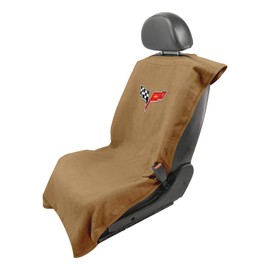 Seat Armour Seat Protector Towel for Corvette C8 - Soft Machine Washable Car Seat Cover Towel - Easy to Install, Multipurpose Car Seat Towel - Tan